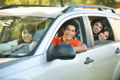 Young people in car